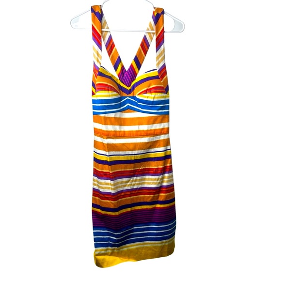 New Calvin Klein Strappy Multicolor Rainbow Cocktail‎ Dress Size 12 Knee Length - Picture 1 of 5